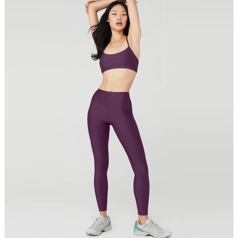 Alo Yoga Airlift Intrigue Bra + High-Waist Airlift Leggings Dark Plum Sz M Set - Picture 9 of 16
